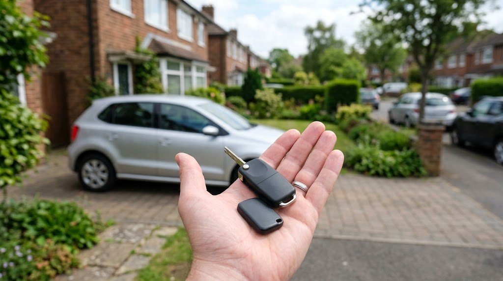 Holding a car key, getting started as a new driver